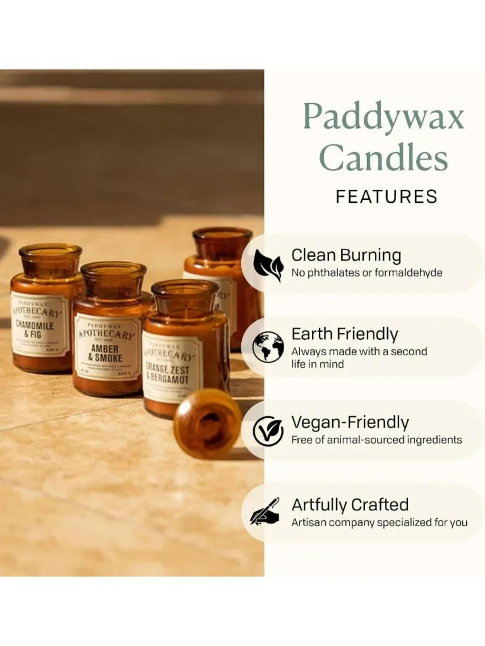 Reusable Glass Jar Soy Candle with Lid - Vetiver & Cardamom, 54 Hour Burn Time